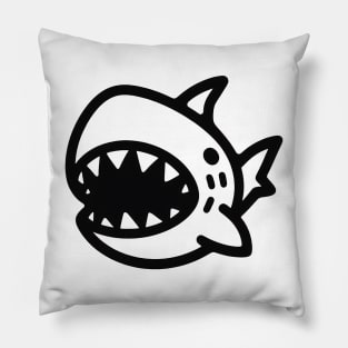 Stick Figure of a Shark in Black Ink Pillow