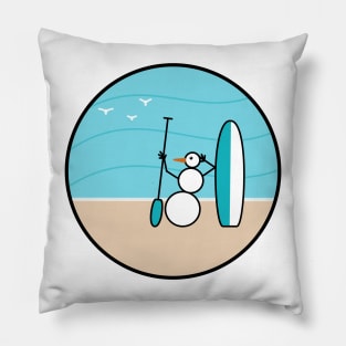 Frosty the Snowman on the Beach Pillow