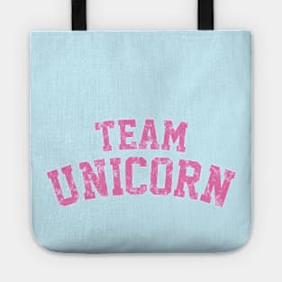 Team Unicorn in Distressed Pink Athletic Text Tote