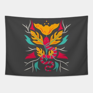 Artsy modern snake design colorful yellow green and pink stylish symbolic Tapestry