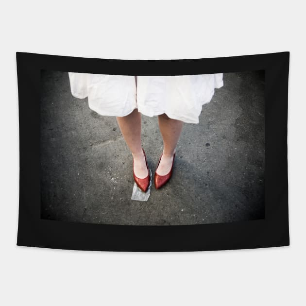 Red shoes and white dress Tapestry by Reinvention