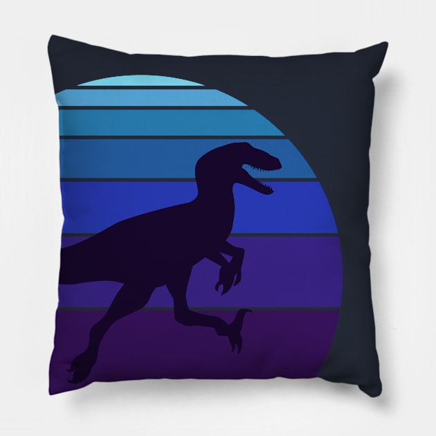 Raptor Dinosaur Retro Synth Design Pillow by FalconArt