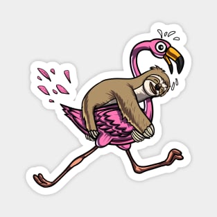 Sloth Riding Flamingo Bird Magnet