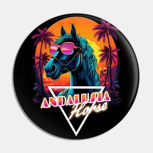 Retro Wave Andalusia Horse Vibes Pin