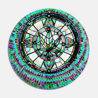 Psychedelic pot leaf 420 stained glass tie dye deadhead Pin