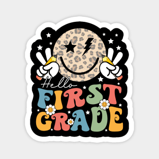 Leopard Groovy Happy Face Hello First Grade Magnet