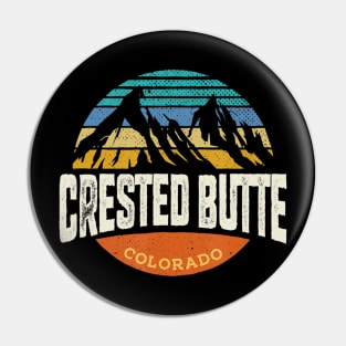 Retro Crested Butte Colorado Outdoors Mountain Graphic Pin