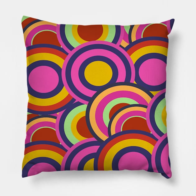 rainbow colors 1960s style abstract pattern Pillow by pauloneill-art