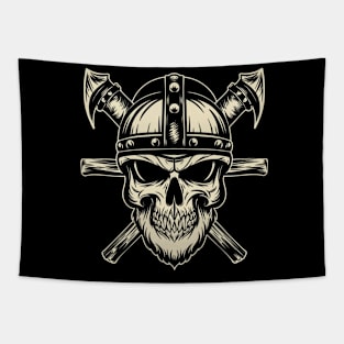 Traditional Vikings Skull Tattoo Tapestry