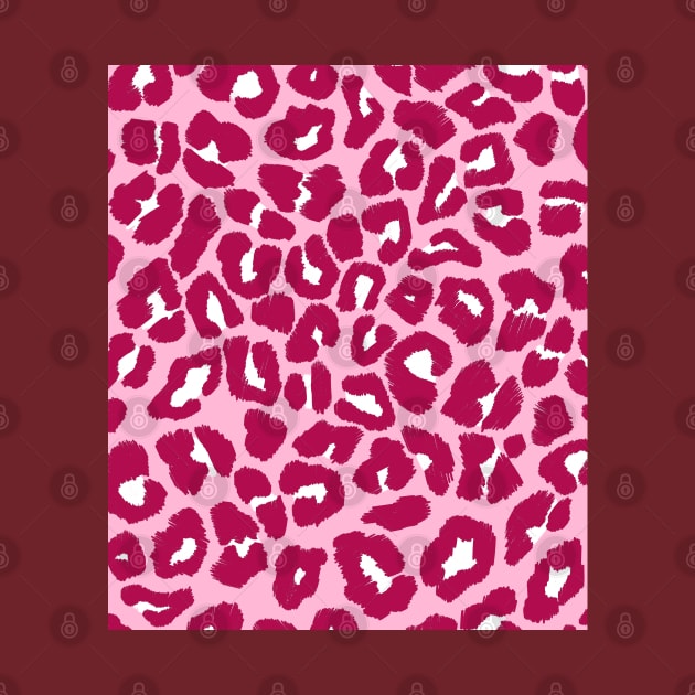 Large, Burgundy Leopard Spots on Pink by OneThreeSix