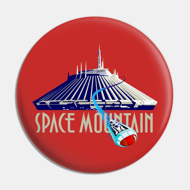 Space Mountain Retro Style - White Pin by Blake Dumesnil Designs