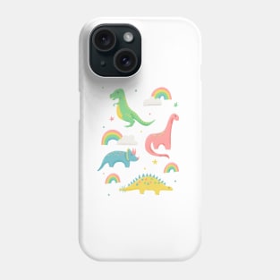 Dinosaurs + Rainbows in Pink Phone Case