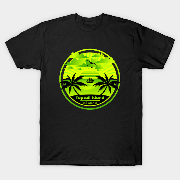 Topsail Island Beach, Palm Trees Sunset, North Carolina Summer - Topsail Island - T-Shirt