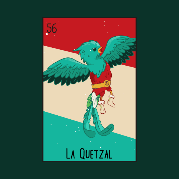 La Quetzal // Mexican Luchador Bird Loteria Card by SLAG_Creative