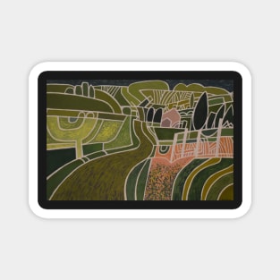 Abstract Green and Pink Landscape Magnet