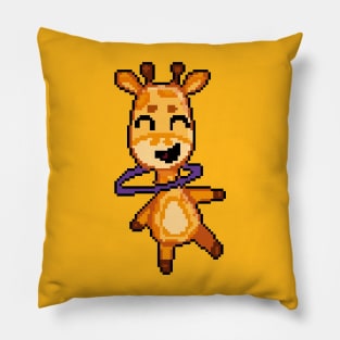 Spots of Beauty: Pixel Art Giraffe Illustration for Casual Wear Pillow