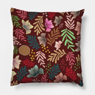 Colorful Flowers And Leaves Pattern Design Pillow