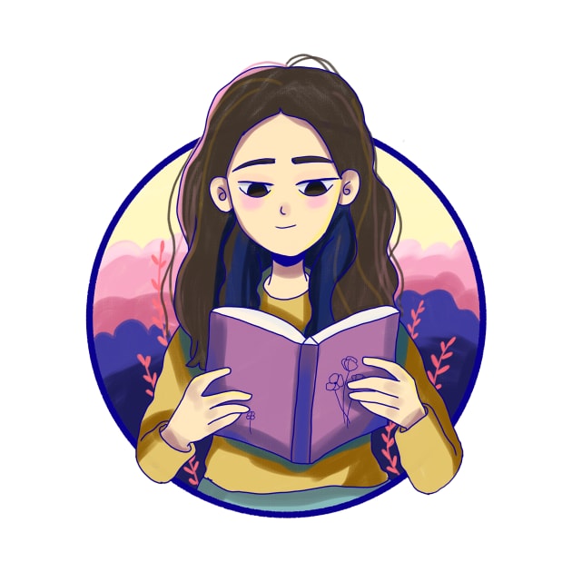 Cute girl hypnotized by book by Mayarart