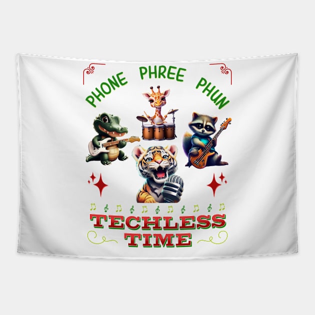 Phone Phree Phun Animal Musical Band Tapestry by UnpluggedLife