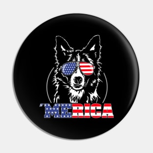 Proud Border Collie American Flag Merica dog Pin