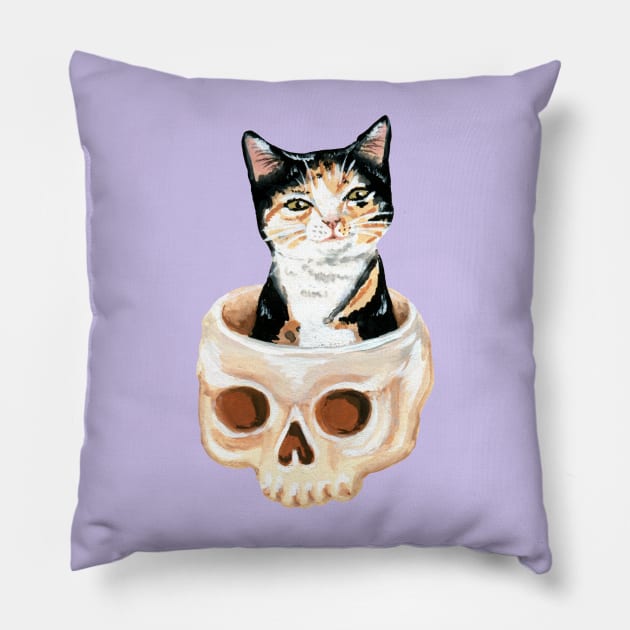 Cat in a skull Pillow by KayleighRadcliffe