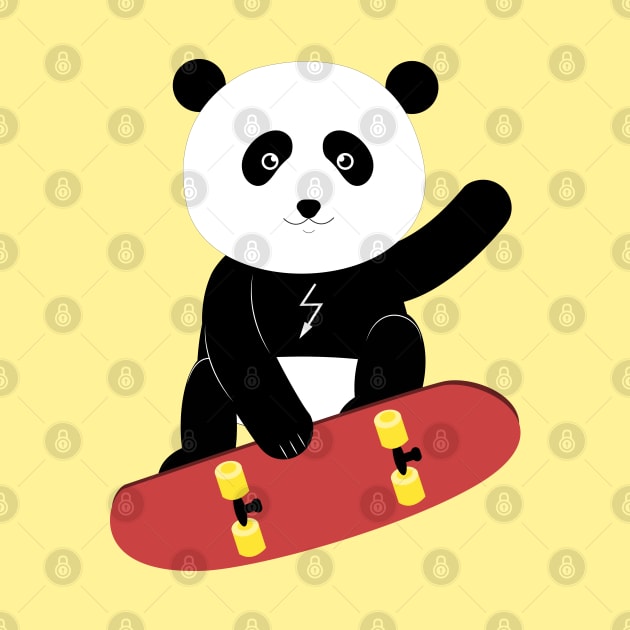 Panda on a skateboard by grafart