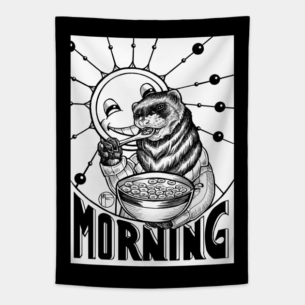 Good Morning Cereal - Ferret Tapestry by Nat Ewert Art