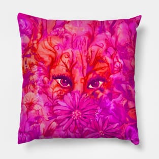 Beautiful Creature Artwork in Bright Pink and Orange Pillow