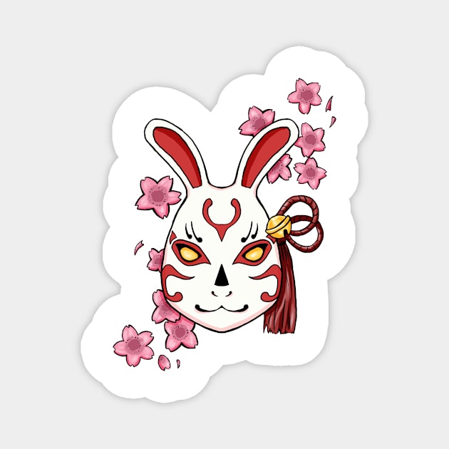 Blossoming Habits: A Cherry Blossom Japanese Mask Magnet by alexandre-arts