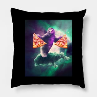 Funny Space Sloth With Pizza And Turtle Pillow