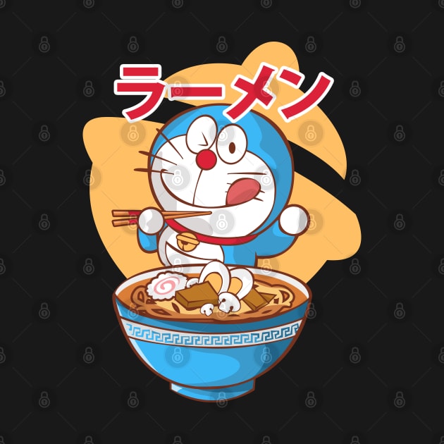 Doraemon Ramen Food Anime Tshirt by JDaneStore