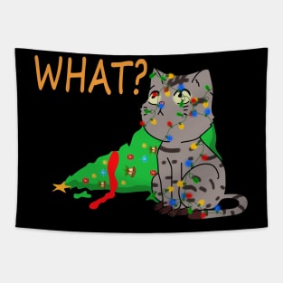 Cat What Funny Black Cat Christmas Tree Gift For Pet Lovers Tapestry