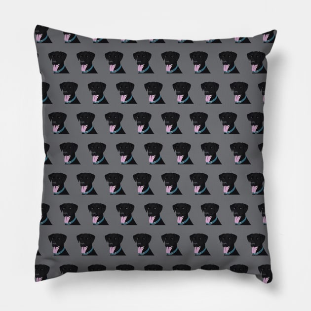 Black Lab Wearing A Collar Pillow by KCPetPortraits