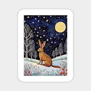 Moonlit Reverie: The Hare's Serenity Magnet