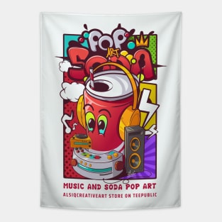 Soda can cartoon character pop art concept Tapestry