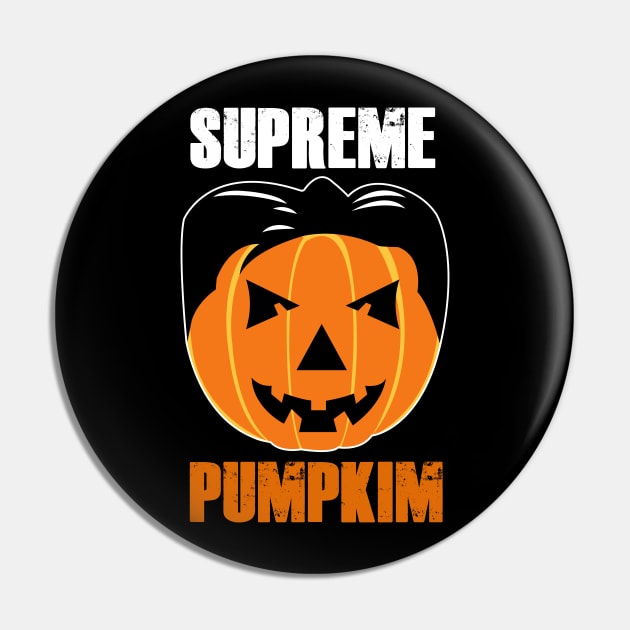 Funny Halloween Supreme Pumpkim Kim Jong Un Halloween Pumpkin Gift Pin by ChrisWilson