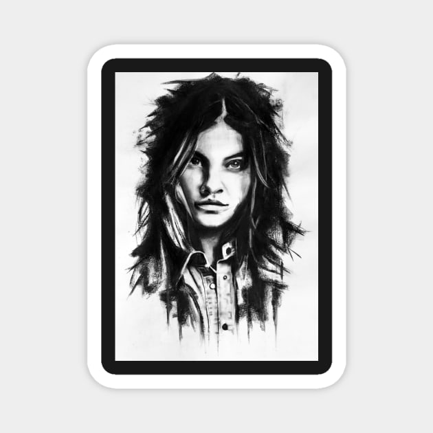 Cindy charcoal portrait Magnet by stoekenbroek