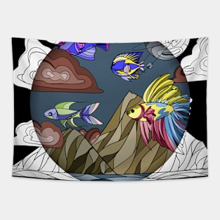 Cricled Space Fish Tapestry