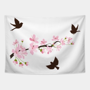 Sakura Birds Tapestry