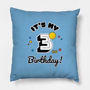 Three Year Old Birthday - Happy Birthday - Birthday Party Pillow