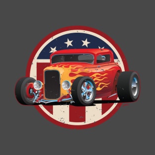 Vintage American 32 Hot Rod Coupe Car Illustration T-Shirt