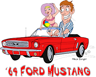 1964 Red Ford Mustang Cartoon Magnet