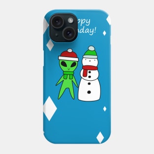 Happy Birthday - Alien and Snowman Phone Case