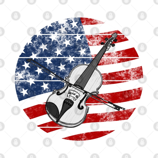 Violin USA Flag Violinist Musician 4th July by doodlerob