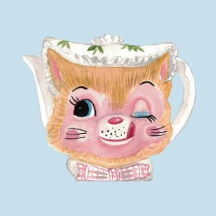 Vintage Winking Kitty Teapot T-Shirt