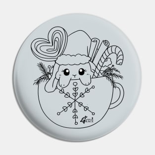 bailey line art christmas in a cup _ Bunniesmee Christmas Edition Pin