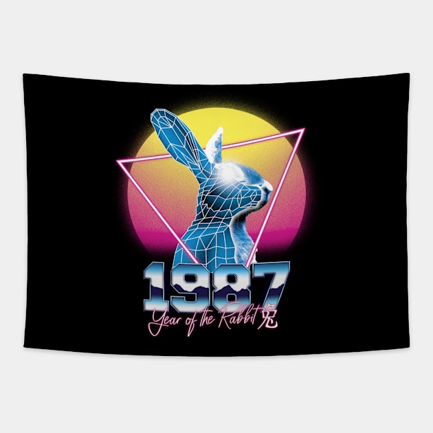 Awesome Since 1987 34th Birthday Vintage Retrowave Tapestry by cranko