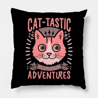 funny cats and adventures lovers cool saying Pillow