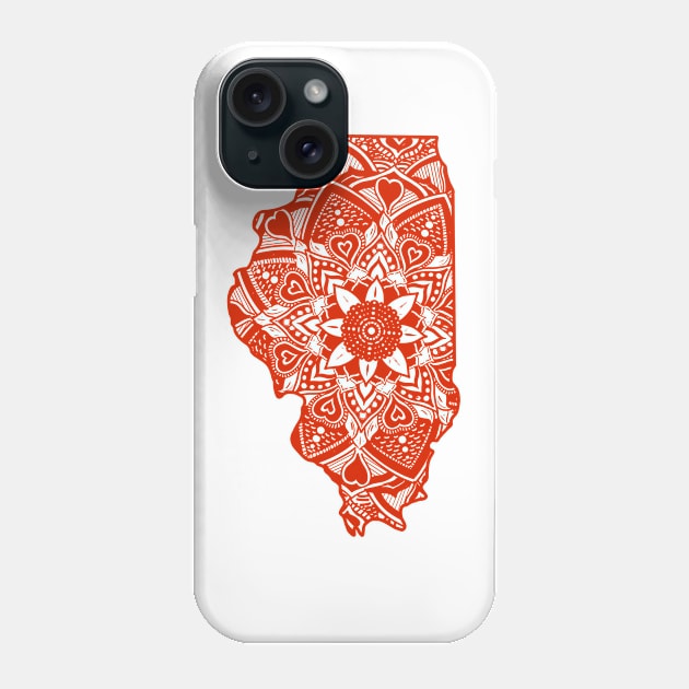 Red Illinois State Gift Mandala Yoga IL Art Phone Case by Get Hopped Apparel