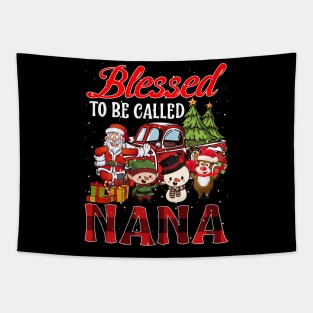 Blessed To Be Called Nana Christmas Buffalo Plaid Truck Tapestry